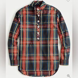 J. Crew Jeweled Button Popover Tunic in Stewart Tartan